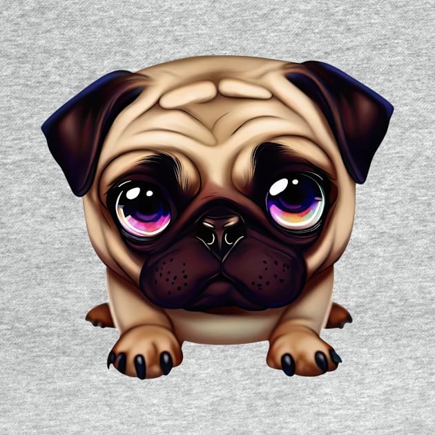 Small Version - Charming Pug Portrait by Art By Mojo